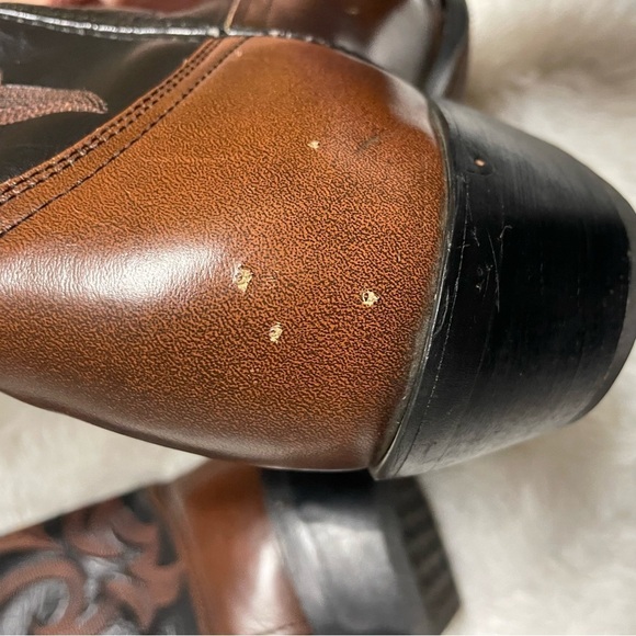 Durango Cowboy Boots Mens Size 10D Western Leather Toe Cap Brown Black DB464 - Picture 9 of 10